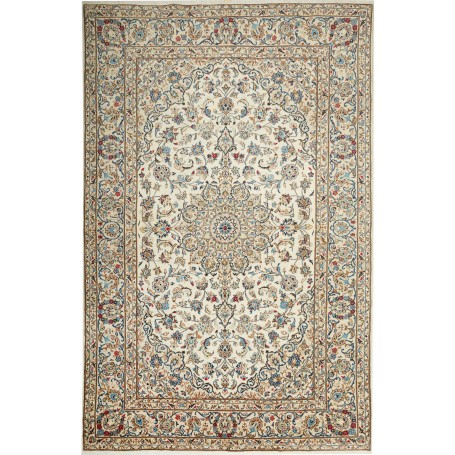 Tappeto Kashan Persia Medaglione Avorio Blu 193x300 Cm