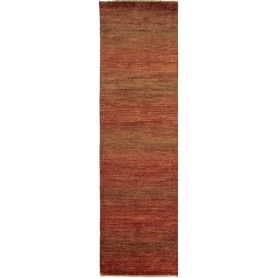 Tappeto Shayan Pakistan A Righe Rosso Marrone 80x196 Cm