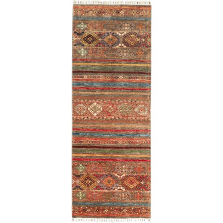 Tappeto Samarkand Pakistan Geometrico Terre Blu 83x239 Cm