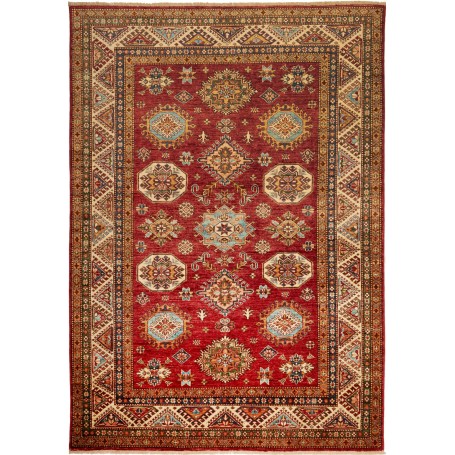 Tappeto Kazak Fine Pakistan Astratto Rosso Beige 172x246 Cm