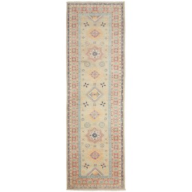 Tappeto Kazak Afghanistan Geometrico Verde Azzurro 84x287 Cm
