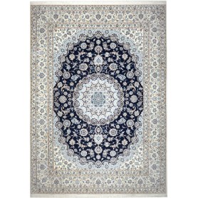 Tappeto Nain 6la Persia Medaglione Blu Scuro Crema 253x353 C