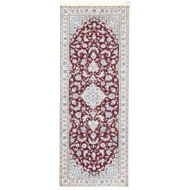 Tappeto Nain 6la Persia Medaglione Bordeaux Avorio 81x208 Cm
