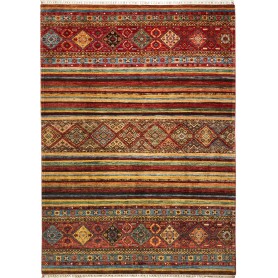 Tappeto Samarkand Pakistan Astratto Rosso Blu 211x289 cm