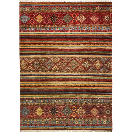 Tappeto Samarkand Pakistan Astratto Rosso Blu 211x289 cm