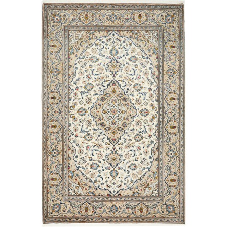 Tappeto Kashan Persia Medaglione Avorio Beige 200x305 Cm