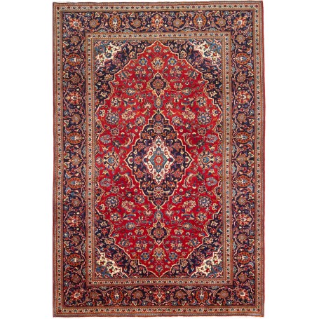 Tappeto Ardakan Persia Medaglione Rosso Blu Crema 197x299 Cm