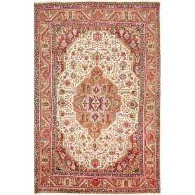 Tappeto Tabriz Persia Medaglione Avorio Rosso 198x300 Cm