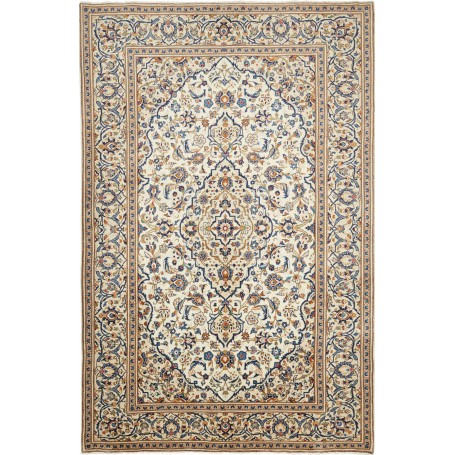 Tappeto Kashan Persia Medaglione Crema Blu 195x305 Cm