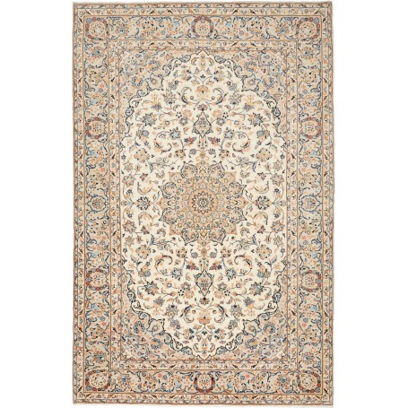 Tappeto Kashan Persia Medaglione Crema Azzurro 200x304 Cm