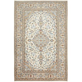 Tappeto Kashan Persia Medaglione Avorio Blu Oro 200x300 Cm
