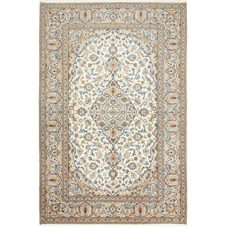 Tappeto Kashan Persia Medaglione Avorio Blu Oro 200x300 Cm