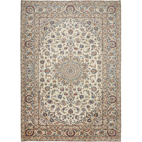 Tappeto Kashan Persia Medaglione Crema Blu 244x345 Cm