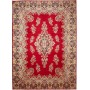 Tappeto Kerman Persia Medaglione Rosso Blu 304x421 Cm
