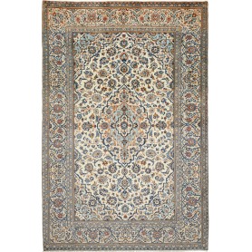 Tappeto Kashan Persia Medaglione Crema Blu 202x307 Cm