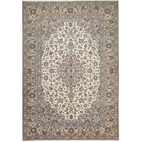 Tappeto Kashan Persia Medaglione Crema Blu 220x315 Cm