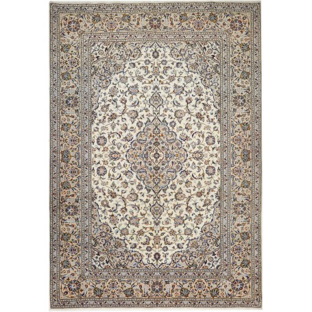 Tappeto Kashan Persia Medaglione Crema Blu 220x315 Cm