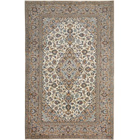 Tappeto Kashan Persia Medaglione Crema Blu 198x305 Cm