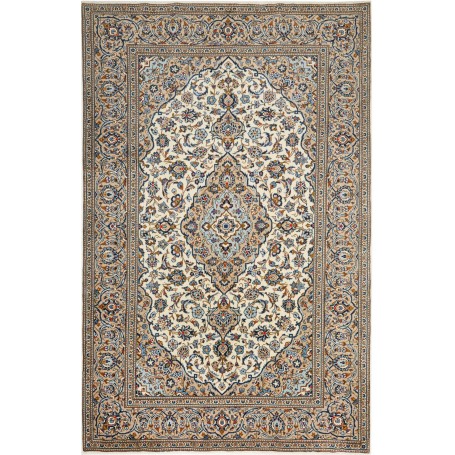 Tappeto Kashan Persia Medaglione Crema Blu 198x305 Cm