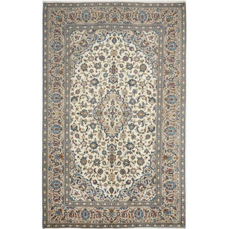 Tappeto Kashan Persia Medaglione Avorio Blu 193x310 Cm