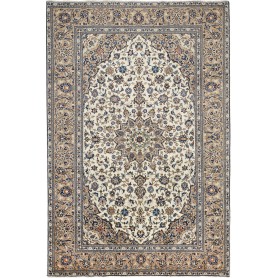 Tappeto Kashan Persia Medaglione Avorio Beige 197x300 Cm