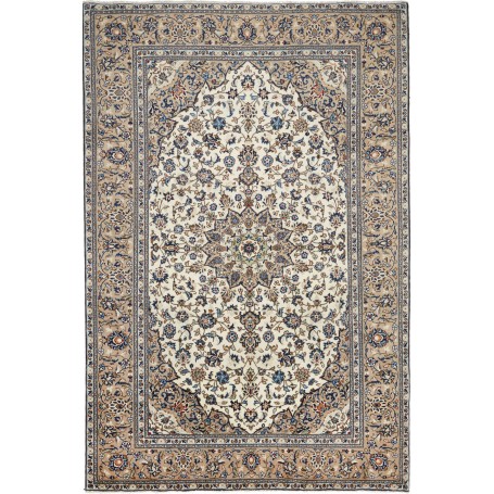 Tappeto Kashan Persia Medaglione Avorio Beige 197x300 Cm