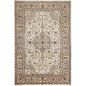 Tappeto Kashan Persia Medaglione Avorio Blu 192x285 Cm