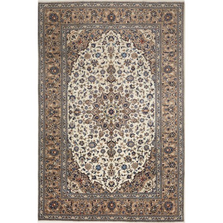 Tappeto Kashan Persia Medaglione Avorio Beige 200x300 Cm
