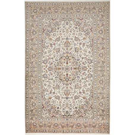 Tappeto Kashan Persia Medaglione Avorio Blu 204x320 Cm