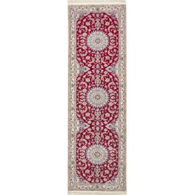 Tappeto Nain 9la Persia Astratto Rosso Crema 90x309 Cm