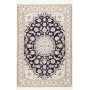 Tappeto Nain 9la Persia Medaglione Blu Notte Crema 98x150 Cm
