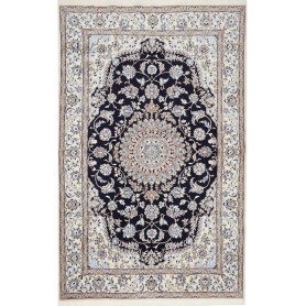 Tappeto Nain 9la Persia Medaglione Blu Notte Crema 157x248 C
