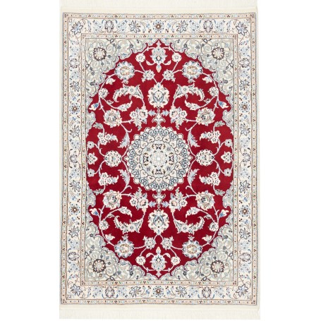 Tappeto Nain 9la Persia Medaglione Rosso Crema 101x151 Cm