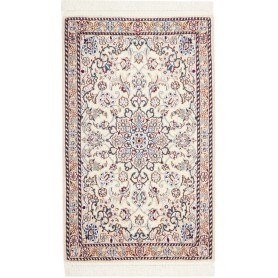 Tappeto Nain 9la Persia Medaglione Avorio Blu 60x98 Cm