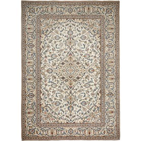 Tappeto Kashan Persia Medaglione Crema Blu 247x353 Cm