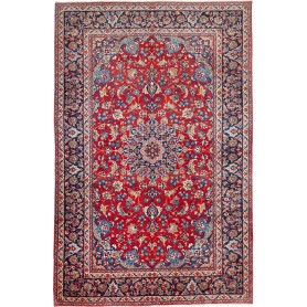 Tappeto Nadjafabad Persia Medaglione Rosso Blu 212x331 Cm