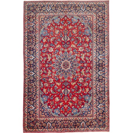 Tappeto Nadjafabad Persia Medaglione Rosso Blu 212x331 Cm