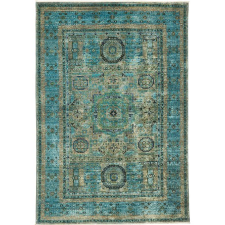 Tappeto Mamlouk Pakistan Medaglione Blu Petrolio Turchese 12