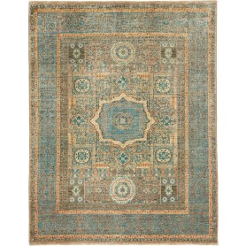Tappeto Mamlouk Pakistan Geometrico Azzurro Beige 147x190 Cm