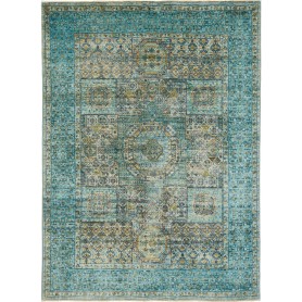 Tappeto Mamlouk Pakistan Medaglione Turchese Oro 147x204 cm
