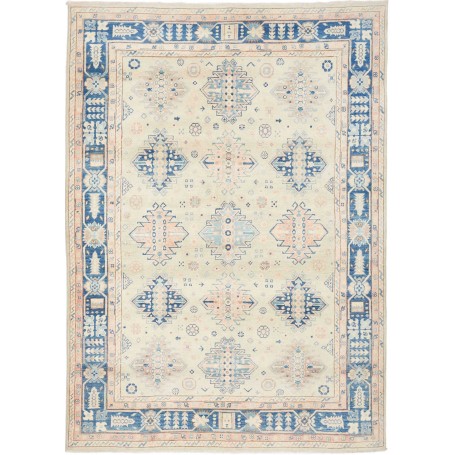 Tappeto Kazak Afghanistan Astratto Crema Blu 173x237 Cm