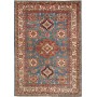 Tappeto Kazak Fine Pakistan Geometrico Blu Petrolio Rosso 16