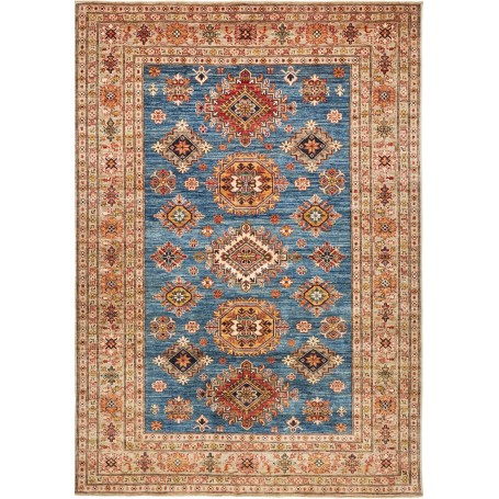 Tappeto Kazak Fine Pakistan Tribale Blu Rosso 174x248 Cm
