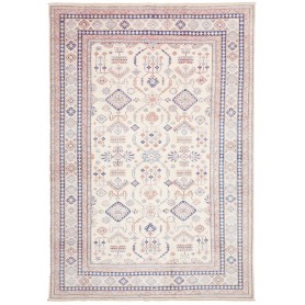Tappeto Kazak Fine Pakistan Geometrico Crema Blu 204x295 Cm