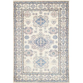 Tappeto Kazak Fine Pakistan Geometrico Crema Blu 121x177 Cm