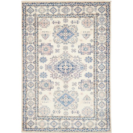 Tappeto Kazak Fine Pakistan Geometrico Crema Blu 121x177 Cm