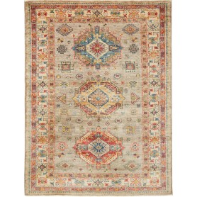 Tappeto Kazak Fine Pakistan Astratto Beige Rosso 150x203 Cm