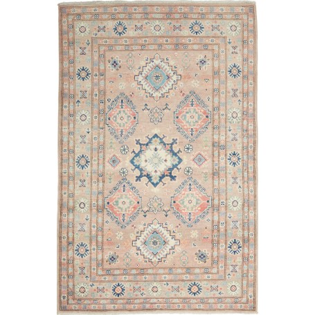 Tappeto Kazak Afghanistan Geometrico Beige Blu 115x182 Cm