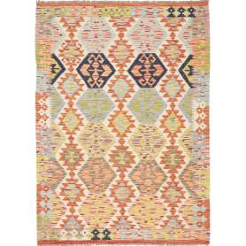 Tappeto Kilim Afghanistan Astratto Multicolore Vivace 126x18
