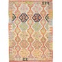 Tappeto Kilim Afghanistan Astratto Multicolore Vivace 126x18